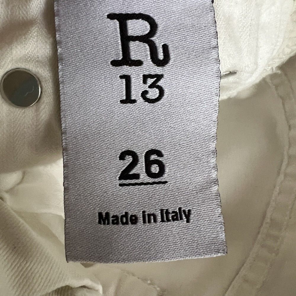 R13 Relaxed Skinny Distressed Jeans in White Made in Italy Tapered Ankle 26 - Picture 9 of 15